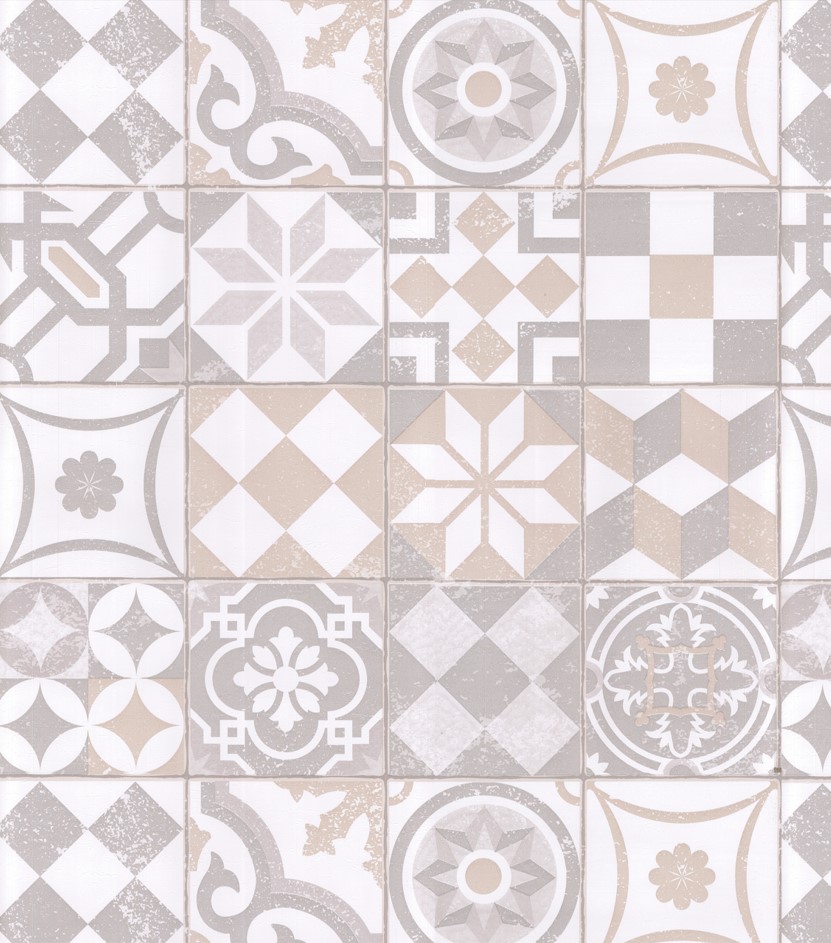 復古感 幾何拼花磚紋 壁紙