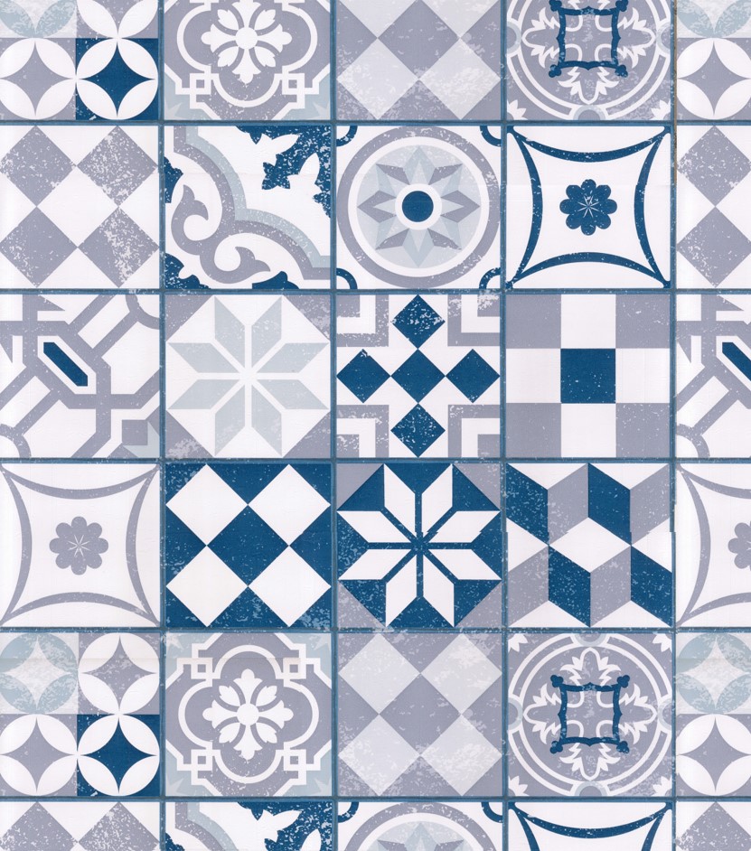 復古感 幾何拼花磚紋 壁紙